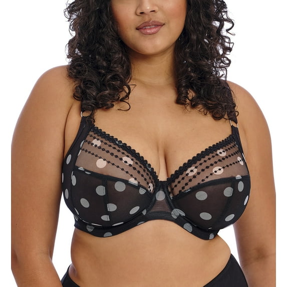 Elomi Matilda Banded Plunge Underwire Bra (8900),38FF,Black Dot