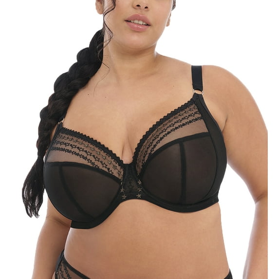 Elomi Matilda Banded Plunge Underwire Bra (8900),42GG,Black Star