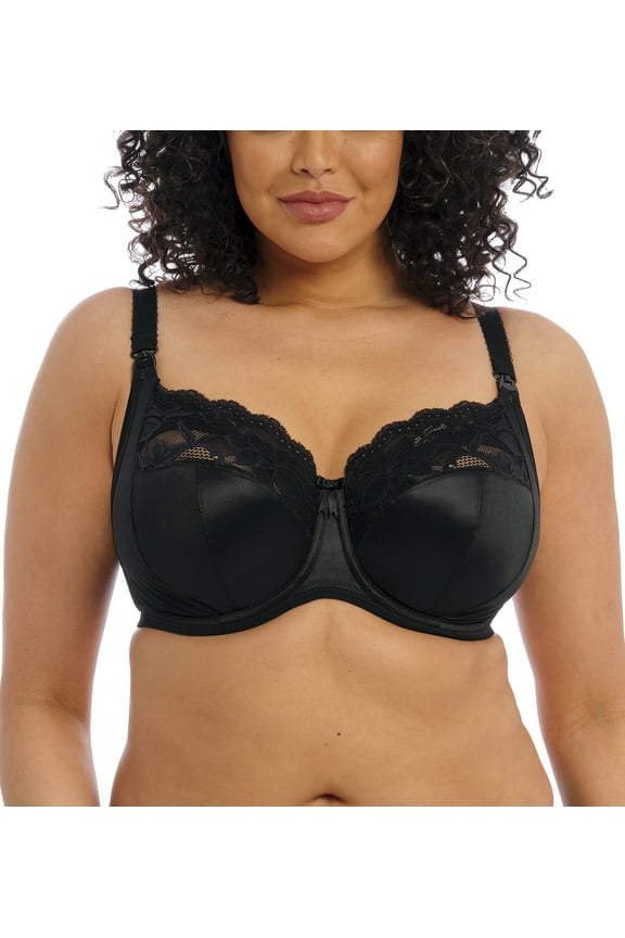 Molly Stretch Lace Underwire Nursing Bra (4542),44H,Black