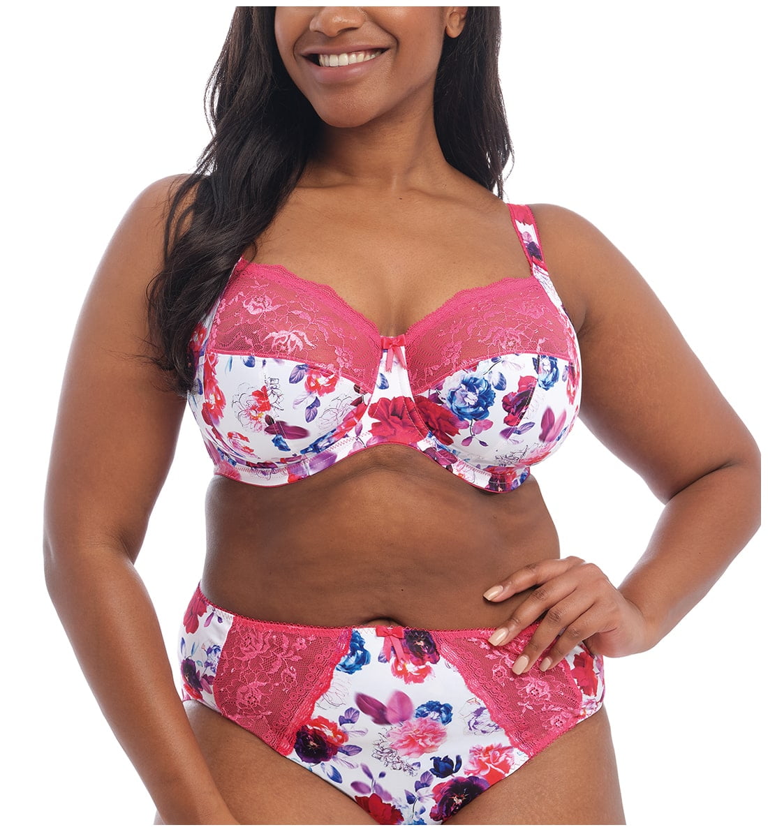 Elomi Morgan Stretch Lace Banded Underwire Bra (4110),34GG,Pink Floral ...