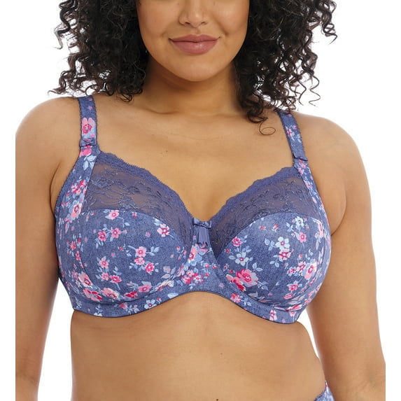 Elomi Morgan Stretch Lace Banded Underwire Bra (4110),34H,Denim Floral
