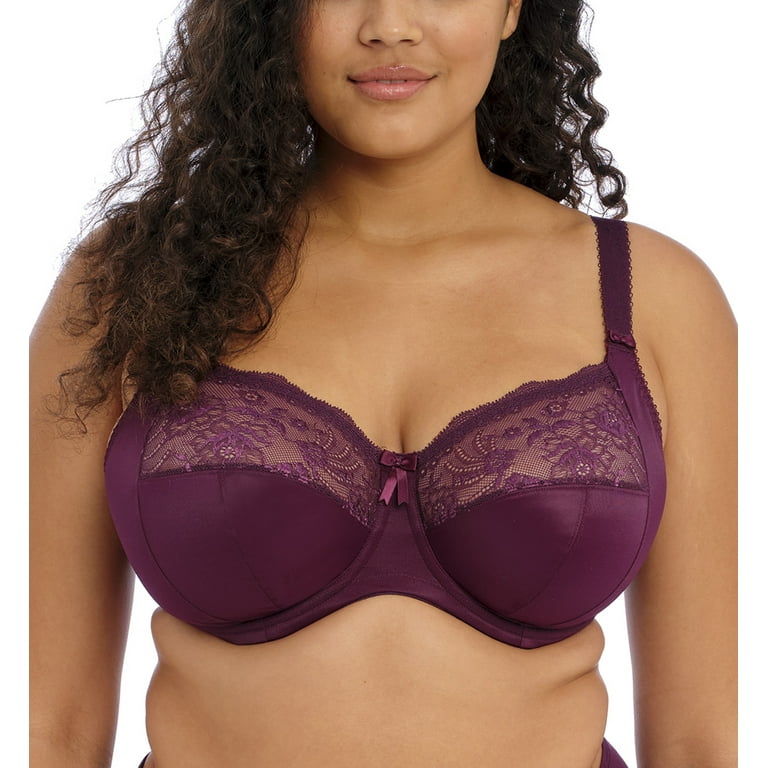 Elomi Morgan Stretch Lace Banded Underwire Bra (4111),34G,Blackberry