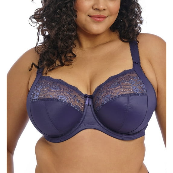 Elomi Morgan Stretch Lace Banded Underwire Bra (4111),38G,Midnight
