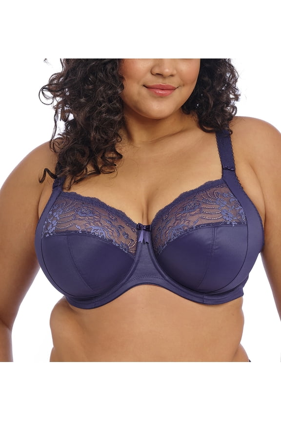 Morgan Stretch Lace Banded Underwire Bra (4111),38HH,Midnight