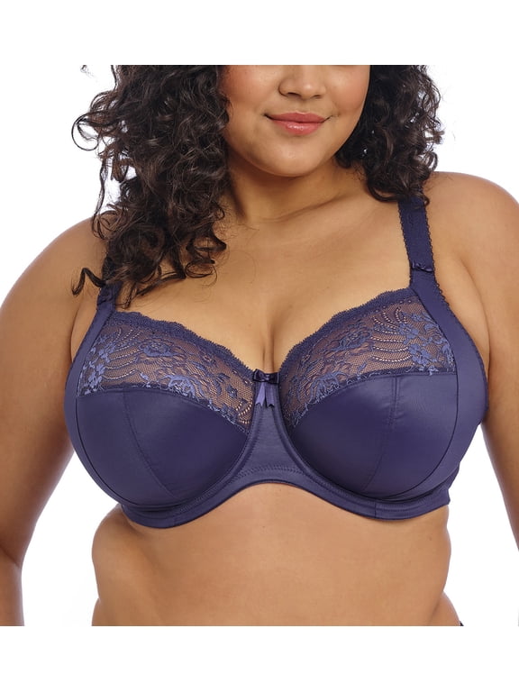 Morgan Stretch Lace Banded Underwire Bra (4111),40GG,Midnight
