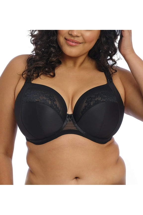 Nerina Stretch Lace Plunge Underwire Bra (302734),34JJ,Black
