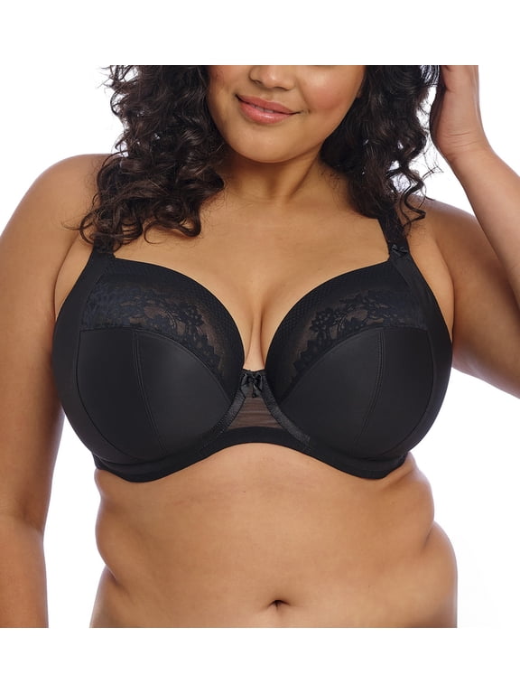 Nerina Stretch Lace Plunge Underwire Bra (302734),36GG,Black