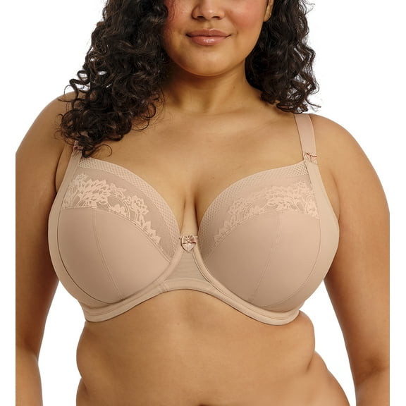 Elomi Nerina Stretch Lace Plunge Underwire Bra (302734),40J,Sahara
