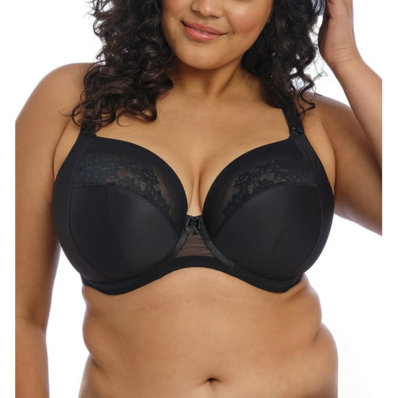 Elomi Nerina Stretch Lace Plunge Underwire Bra (302734),42HH,Black