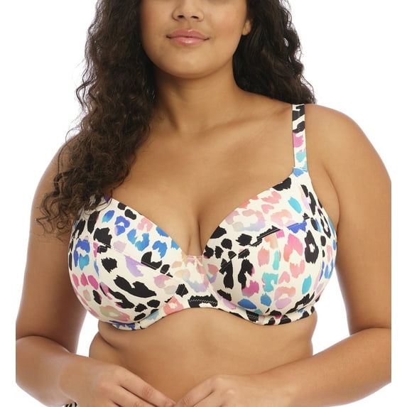 Elomi Party Bay Plunge Underwire Bikini Top (ES801402),40JJ,Multi