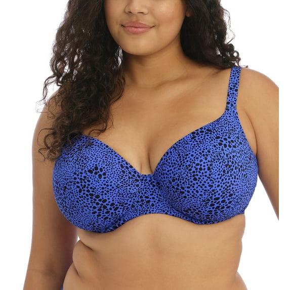 Elomi Pebble Cove Plunge Underwire Bikini Top (ES801102),34HH,Blue