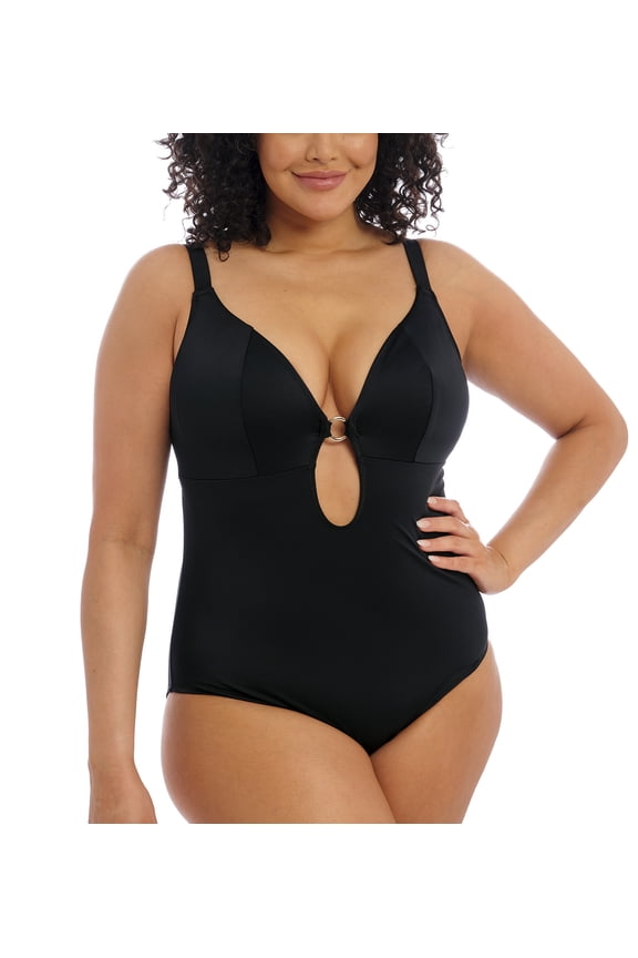 Plain Sailing Super Plunge Non Wire One Piece Swimsuit (ES7280),36F,Black