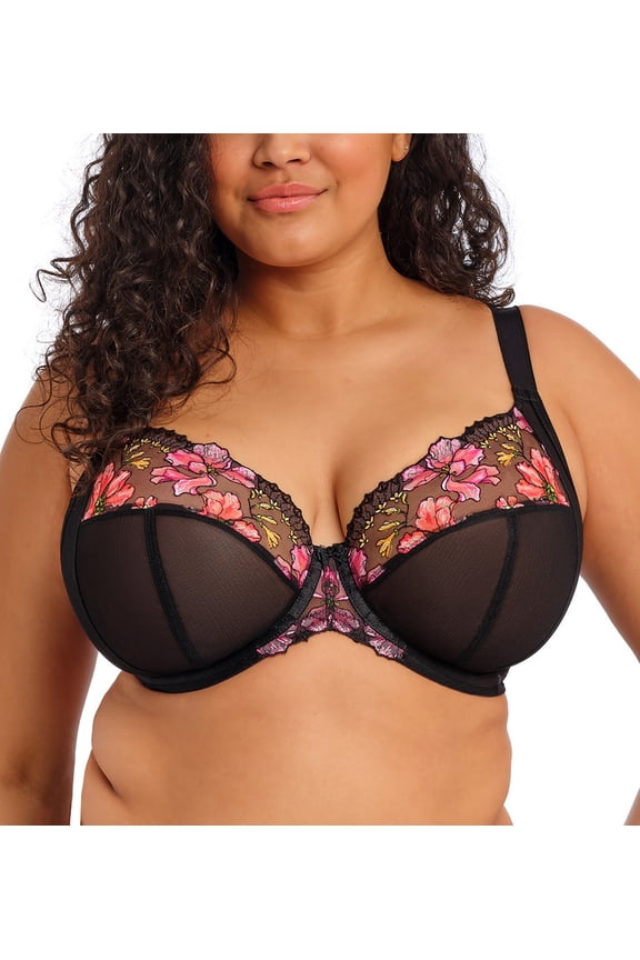 Teagan Banded Plunge Underwire Bra (302602),36HH,Rainbow