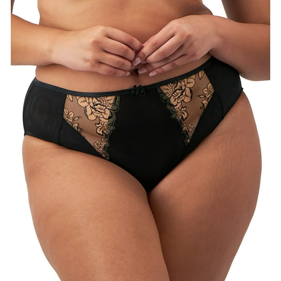 Elomi Teagan Matching High Leg Brief (302653),Small,Black/Almond