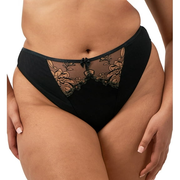 Elomi Teagan Thong (302670),3XL,Black/Almond
