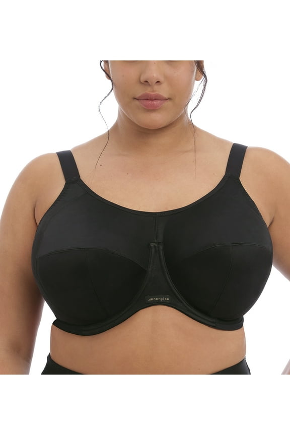 Womens Energise Underwire Sports Bra with J Hook, 34JJ, Black