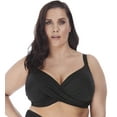 thumbnail image 1 of Elomi Womens Magnetic Underwire Wrap Plunge Bikini Top, 42GG, Black, 1 of 2