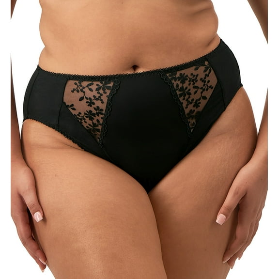 Elomi Zarla High Leg Brief Panty (302553),XL,Black
