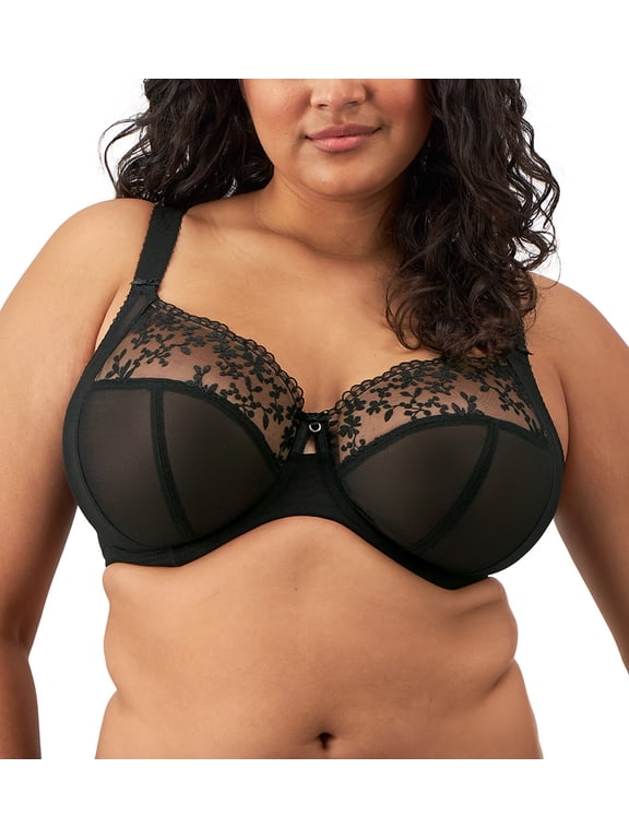 Zarla Stretch Lace Banded Underwire Bra (302505),36GG,Black