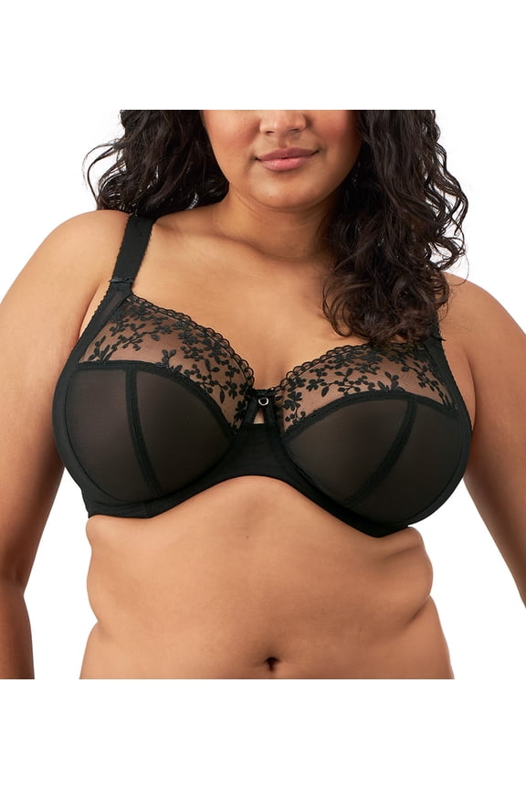 Zarla Stretch Lace Banded Underwire Bra (302505),36HH,Black