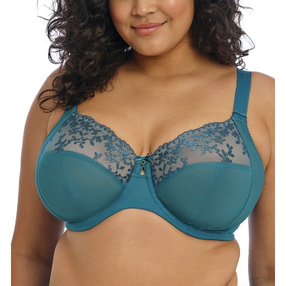 Elomi Zarla Stretch Lace Banded Underwire Bra (302505),38HH,Ocean Depths