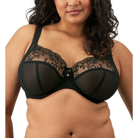 Elomi Zarla Stretch Lace Banded Underwire Bra (302505),40K,Black