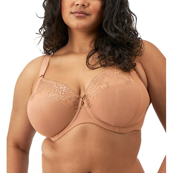 Elomi Zarla Stretch Lace Banded Underwire Bra (302505),44F,Cafe Au Lait