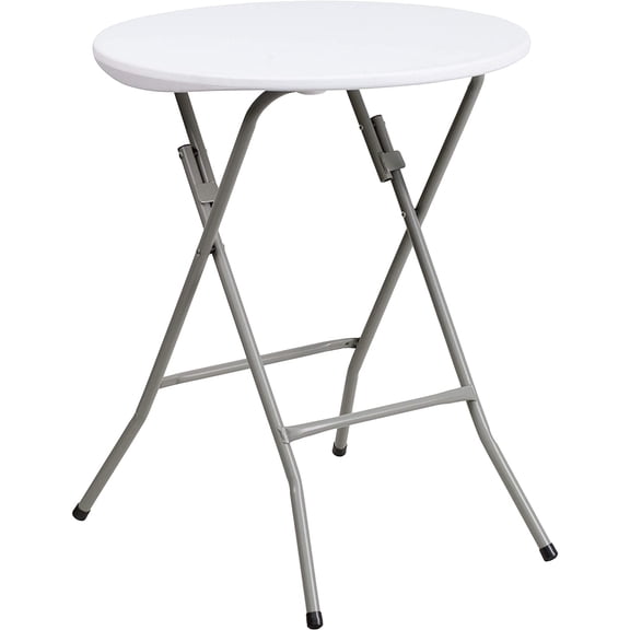 Elon 2' Round All-Occasion Plastic Folding Event Table, Folding Banquet Table for Indoor/Outdoor Events, White