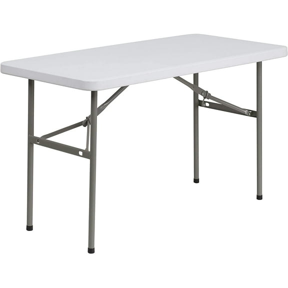 Elon 4' Rectangular All-Occasion Plastic Folding Event Table, Folding Banquet Table for Indoor/Outdoor Events, White