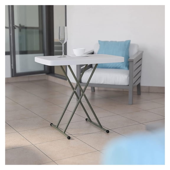 Elon Folding Table - Granite White - Height Adjustable - 30 Inch - TV Tray - Grade Laptop Table