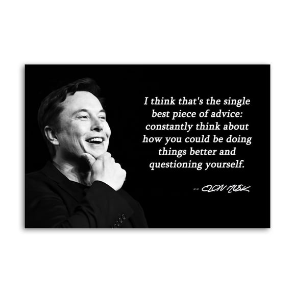 Elon Musk Quotes Questioning Yourself Posters Art Print Wall Photo Paint Poster Hanging Picture Family Bedroom Decor Gift 16x24inch(40x60cm)
