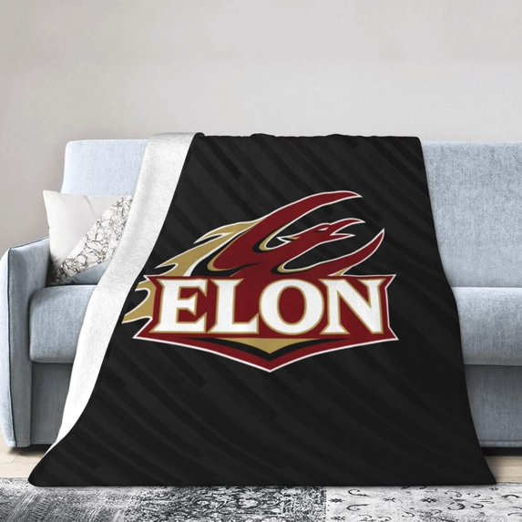 Elon University Fleece Blanket, Very Soft Microfiber Flannel Blanket for Couch Warm and Cozy for All Seasons