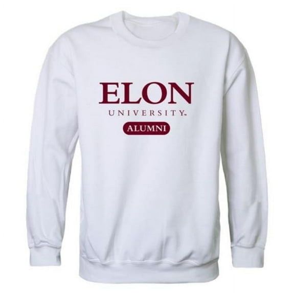 Elon University Phoenix Alumni Fleece Pullover Crewneck Sweatshirt, White - Small