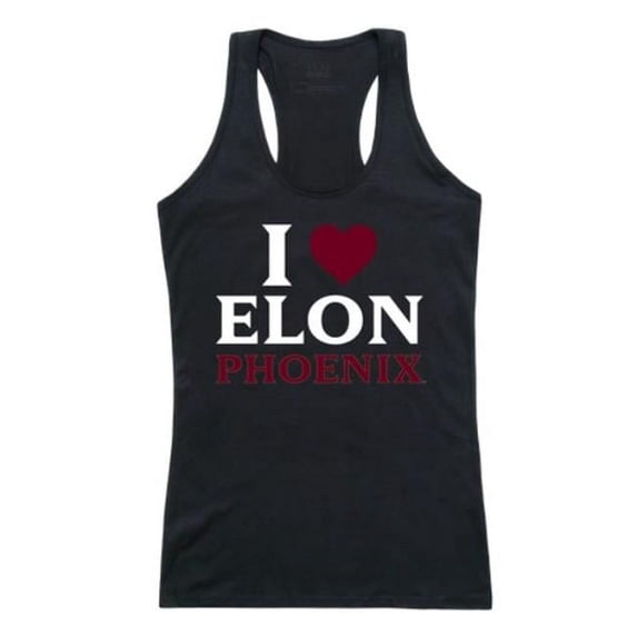 Elon University Phoenix Women I Love Tank Top, Black - 2XL