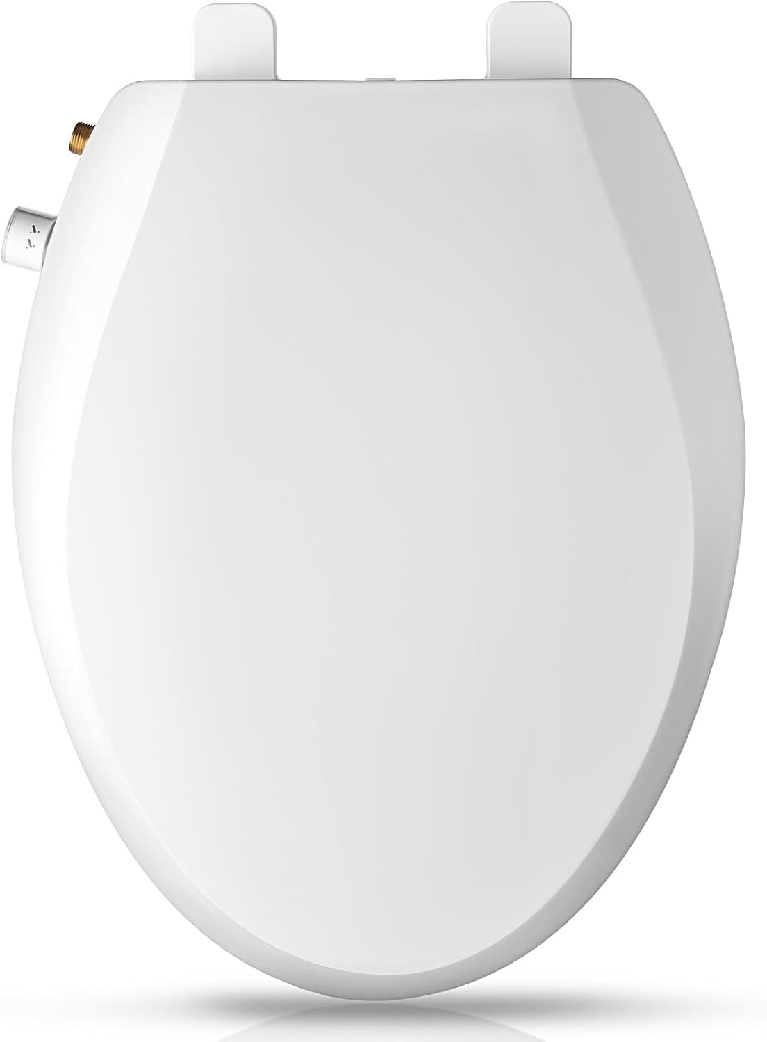 Elongated Bidet Toilet Seat with Quiet-Close, Non-Electric Bidet Mode with Dual Nozzles, Fit Elongated Toilet Seat, Adjustable Water Pressure with Brass inlet (Round)