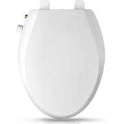 Elongated Bidet Toilet Seat with Quiet-Close, Non-Electric Bidet Toilet Seat with Self Cleaning Dual Nozzles, Fit Elongated Toilet Seat, White Bidet Attachment with Brass inlet