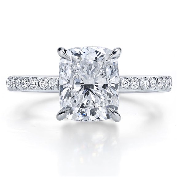 Bo.Dream Moissanite Engagement Rings for Women Elongated Cushion Cut 4ct D Color 925 Sterling Silver