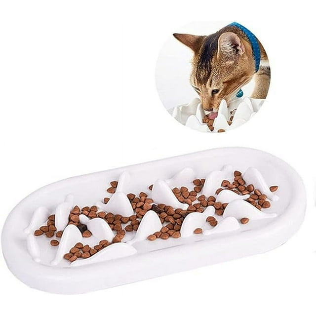 Elongated Design Slow Feeder Cat Bowl, Cute Fish Cat Slow Feeder Bowl