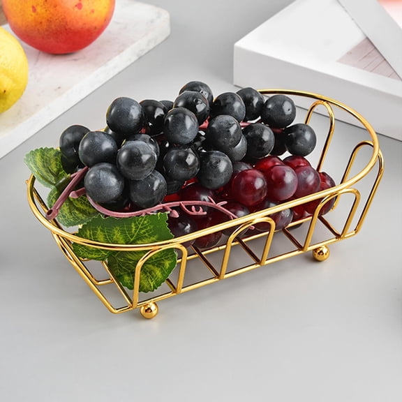 Elongated Metal Mesh Serving Trays with Open Wire Design, Multi-Purpose Snack Containers for Chips/Bread/Fresh Produce, Decorative Food Organizers for Home Kitchens/Diners/Western-Style, Yellow