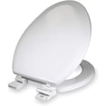 thumbnail image 1 of Elongated Molded Wood Toilet Seat Easy Remove Adjustable Hinge, White, 1 of 3
