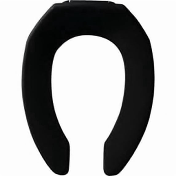 Elongated Open Front Less Cover Toilet Seat with STA-TITE Check Hinge in Black