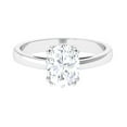 thumbnail image 1 of Rosec Jewels Certified Moissanite Oval Engagement Ring - 7X9 mm Moissanite Solitaire Ring - D-VS1 Quality, 10K White Gold, US 8.50, 1 of 7