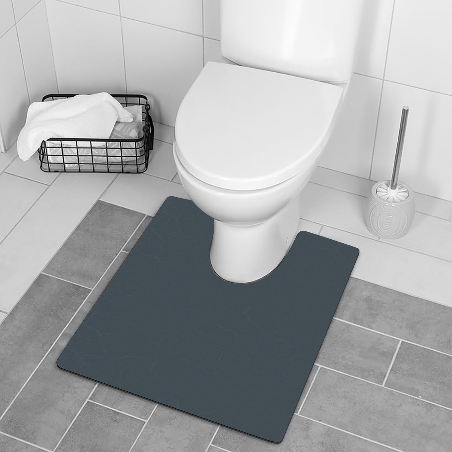 Elongated Toilet Mats For Bathroom U Shaped, Navy Toilet Rugs For