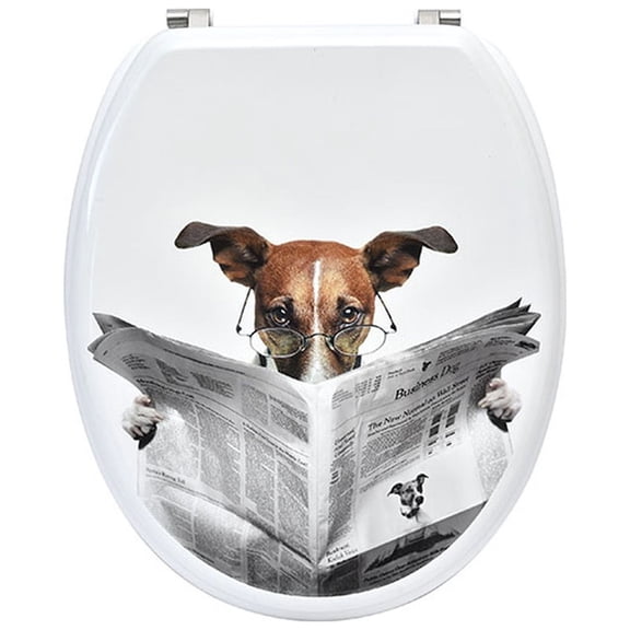 Evideco White Oval Wood MDF Elongated, Hard Toilet Seat