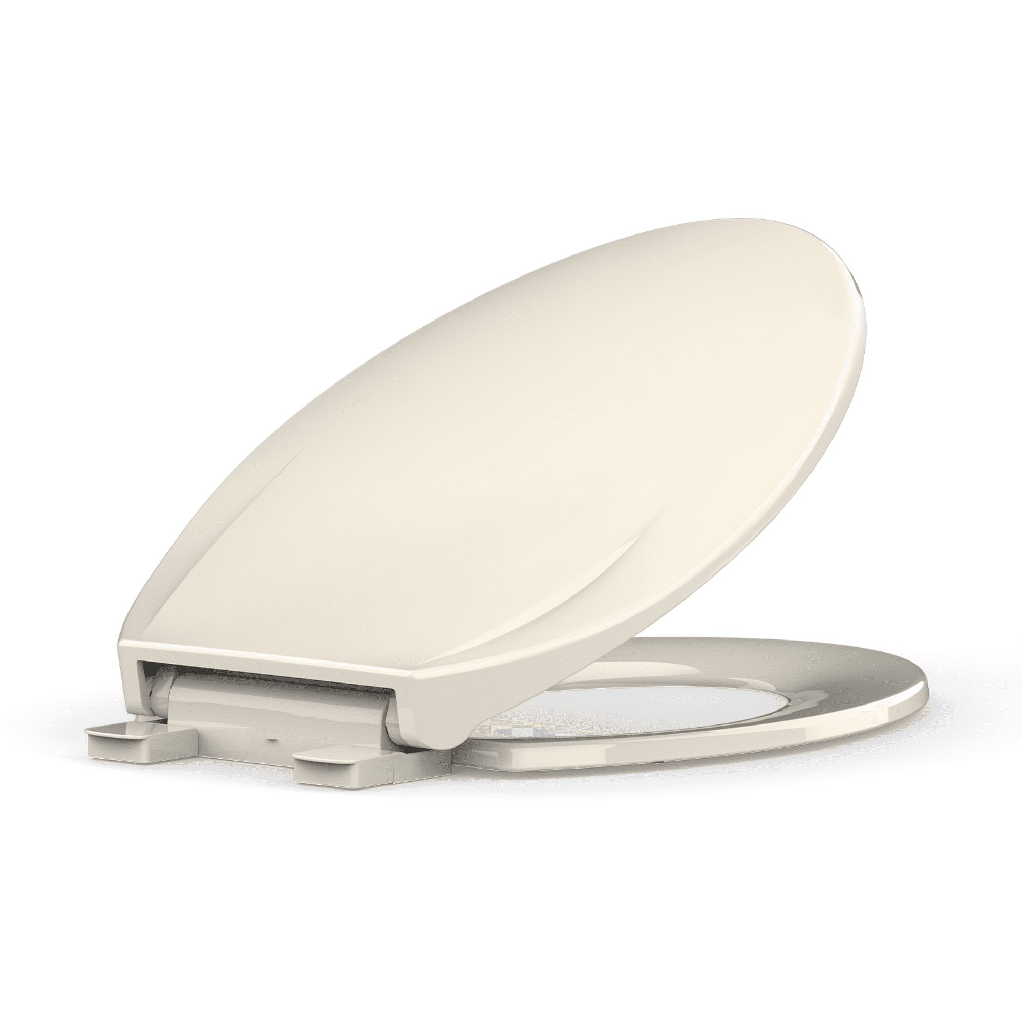 Elongated Toilet Seat, Slow Close Toilet Cover Seat for Easy Clean and Stain-Resistant, Plastic Toilet Seat with Cover, Quick-Release Hinges and Quick-Attach Hardware, Almond