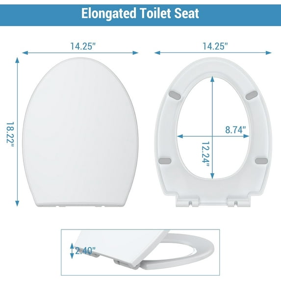 Elongated Toilet Seat, Soft Close Toilet Seat, Quick Release Hinges ...