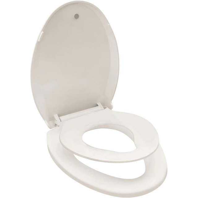 Elongated Toilet Seat With BuiltIn Toddler Seat, Simple Top Fixing
