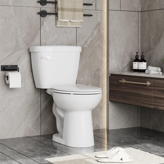 Elongated Two-Piece ADA Commercial Toilet – Comfort Height 17.5", 1.28 GPF Water Efficient Siphon Flush, cUPC Certified, Soft-Close Locking Seat, 12" Rough-In, White – Variant: Elongate PHO_3d