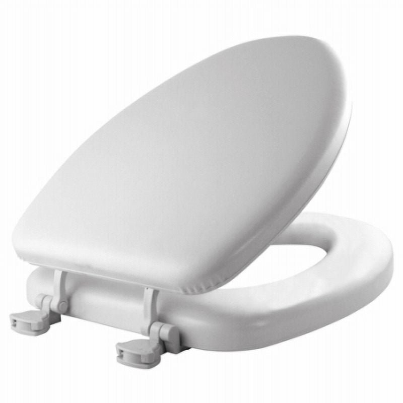 Elongated White Soft Toilet Seat with Easy Clean and Change Hinge and