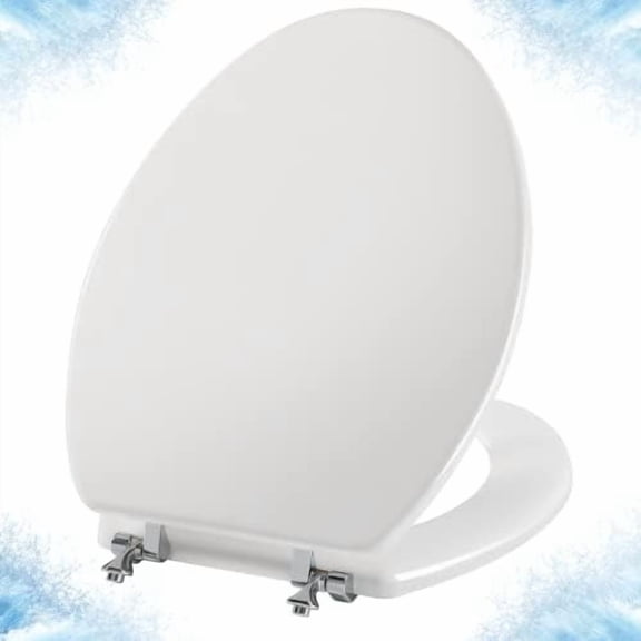 Elongated White Toilet Seat Natural Wood Toilet Seat with Zinc Alloy Hinges, Easy to Install also Easy to Clean, Scratch Resistant by (Elongated, White)